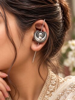Oxidized Moon Earcuff brass traditional jewelry with premium polish