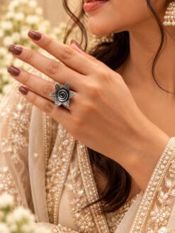 Oxidized Flower Ring – Gorgeous Design for Traditional Wear