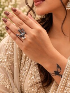 Adjustable Peacock Ring with elegant peacock design and premium polish