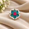 Meenakari Lotus Ring floral traditional brass jewellery