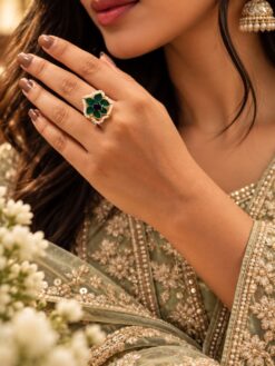Meenakari_Lotus_Ring floral traditional brass jewellery