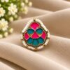 Adjustable Meenakari Ring colourful traditional brass jewellery