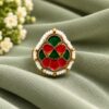 Adjustable Meenakari Ring colourful traditional brass jewellery