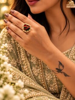 Adjustable Meenakari Ring colourful traditional brass jewellery