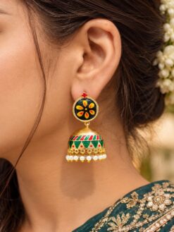 Gold Plated Meenakari Jhumka traditional colourful brass earrings