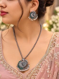 Peacock Necklace Set traditional brass jewelry with premium polish