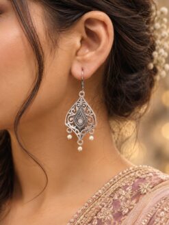 Floral Art Hook Earring stylish floral brass jewelry