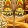 Silver Meenakari Jhumka Traditional Brass Earrings with Elegant Meenakari Detailing