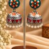 Silver Meenakari Jhumka Traditional Brass Earrings with Elegant Meenakari Detailing