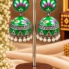 Silver Meenakari Jhumka Traditional Brass Earrings with Elegant Meenakari Detailing