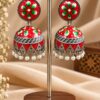 Silver Meenakari Jhumka Traditional Brass Earrings with Elegant Meenakari Detailing