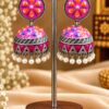 Silver Meenakari Jhumka Traditional Brass Earrings with Elegant Meenakari Detailing
