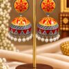 Silver Meenakari Jhumka Traditional Brass Earrings with Elegant Meenakari Detailing