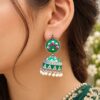 Silver Meenakari Jhumka Traditional Brass Earrings with Elegant Meenakari Detailing