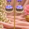 Minimalist Meenakari Jhumka Traditional Brass Earrings with Elegant Detailing