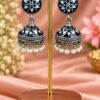Minimalist Meenakari Jhumka Traditional Brass Earrings with Elegant Detailing