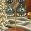 Minimalist Meenakari Jhumka Traditional Brass Earrings with Elegant Detailing