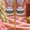 Minimalist Meenakari Jhumka Traditional Brass Earrings with Elegant Detailing
