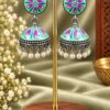 Minimalist Meenakari Jhumka Traditional Brass Earrings with Elegant Detailing
