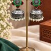 Silver Meenakari Jhumka Earring with brass design, colorful detailing, premium polish and traditional Indian jewelry