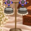 Silver Meenakari Jhumka Earring with brass design, colorful detailing, premium polish and traditional Indian jewelry