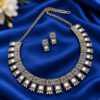 Oxidized Square Choker Necklace Set with brass design, traditional detailing and premium antique-inspired finish
