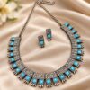 Oxidized Square Choker Necklace Set with brass design, traditional detailing and premium antique-inspired finish