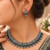 Oxidized Square Choker Necklace Set with brass design, traditional detailing and premium antique-inspired finish