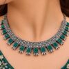 Oxidized Square Choker Necklace Set with brass design, traditional detailing and premium antique-inspired finish