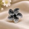 Adjustable Flower Ring with elegant floral design, brass construction, premium polish and stylish fashion jewelry