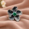 Adjustable Flower Ring with elegant floral design, brass construction, premium polish and stylish fashion jewelry