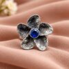 Adjustable Flower Ring with elegant floral design, brass construction, premium polish and stylish fashion jewelry