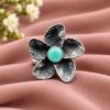 Adjustable Flower Ring with elegant floral design, brass construction, premium polish and stylish fashion jewelry