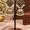 Floral Two Tone Jhumka – Traditional Earrings for Elegant Occasions 4 Floral Two Tone Jhumka elegant floral design traditional brass earrings