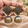Floral Two Tone Jhumka – Traditional Earrings for Elegant Occasions 5 Floral Two Tone Jhumka elegant floral design traditional brass earrings