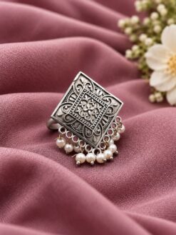 Adjustable Square Ring modern geometric designer brass jewelry