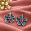 Flower Hook Earring elegant floral brass jewelry with premium polish