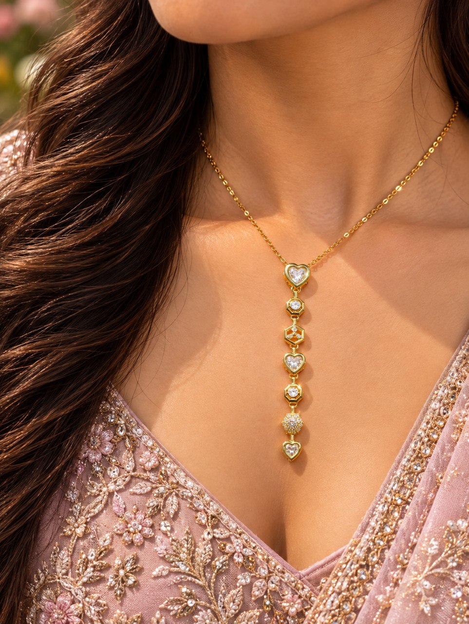 Anti Tarnish Heart Necklace – Stunning Jewellery for Party Wear 1 Anti Tarnish Heart Necklace Elegant Heart Pendant Jewellery
