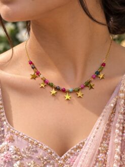 Anti Tarnish Star Necklace Celestial Designer Jewellery