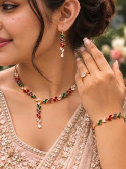 Anti Tarnish Necklace Set Elegant Brass Fashion Jewelry for Women