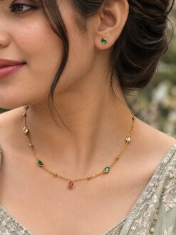 Anti Tarnish Drop Necklace Set Elegant Brass Jewelry for Women