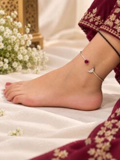 Silver Half Moon Anklet Elegant Designer Foot Jewelry for Women