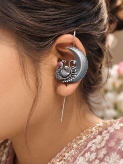 Oxidized Peacock Earcuff Traditional Peacock Design Jewelry for Women