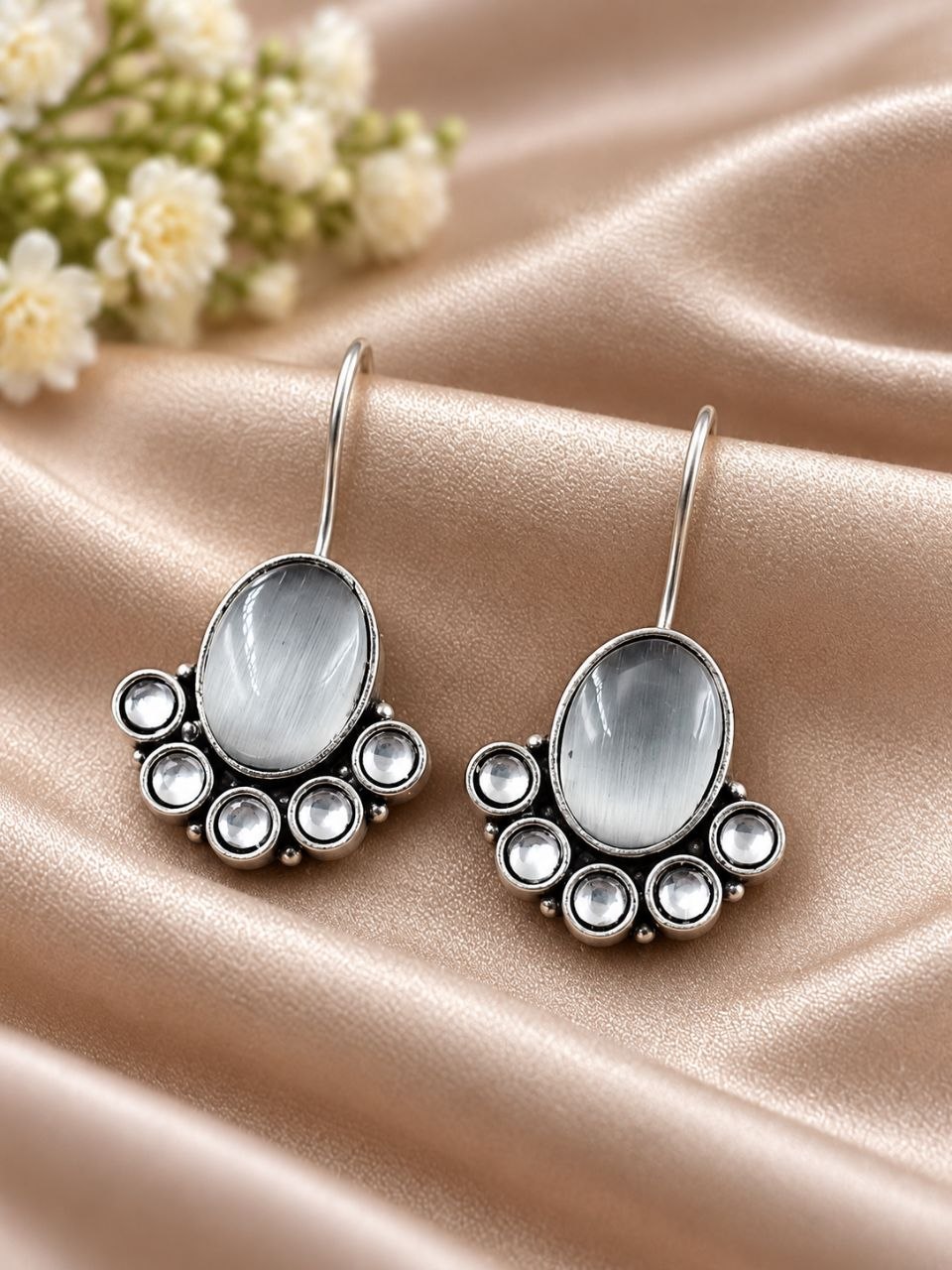 Flower Art Hook Earring – Ethnic Design for Traditional Look 6 Flower Art Hook Earring elegant floral design traditional fashion jewelry for women