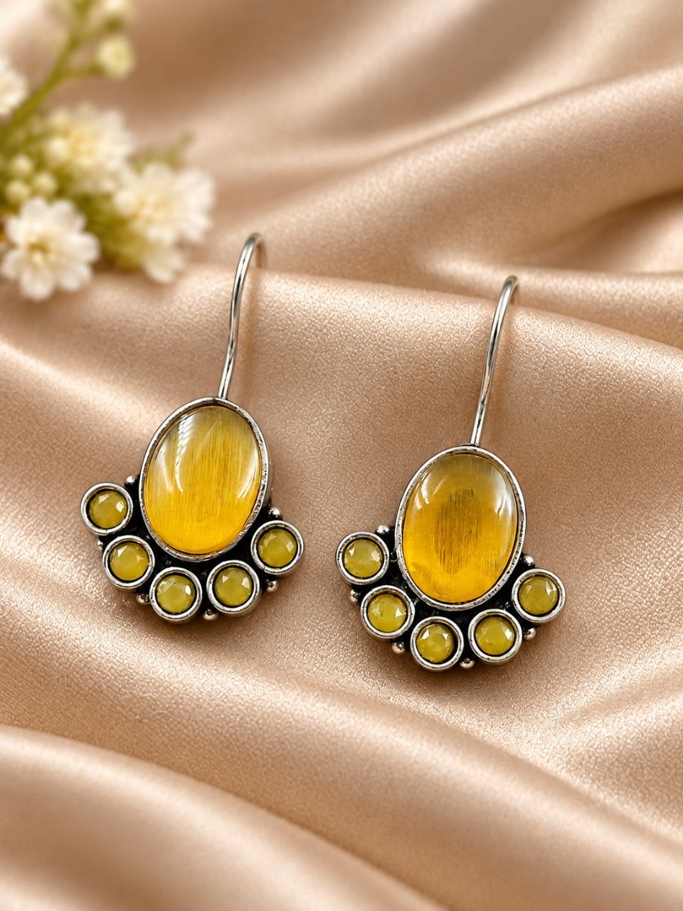 Flower Art Hook Earring – Ethnic Design for Traditional Look 4 Flower Art Hook Earring elegant floral design traditional fashion jewelry for women