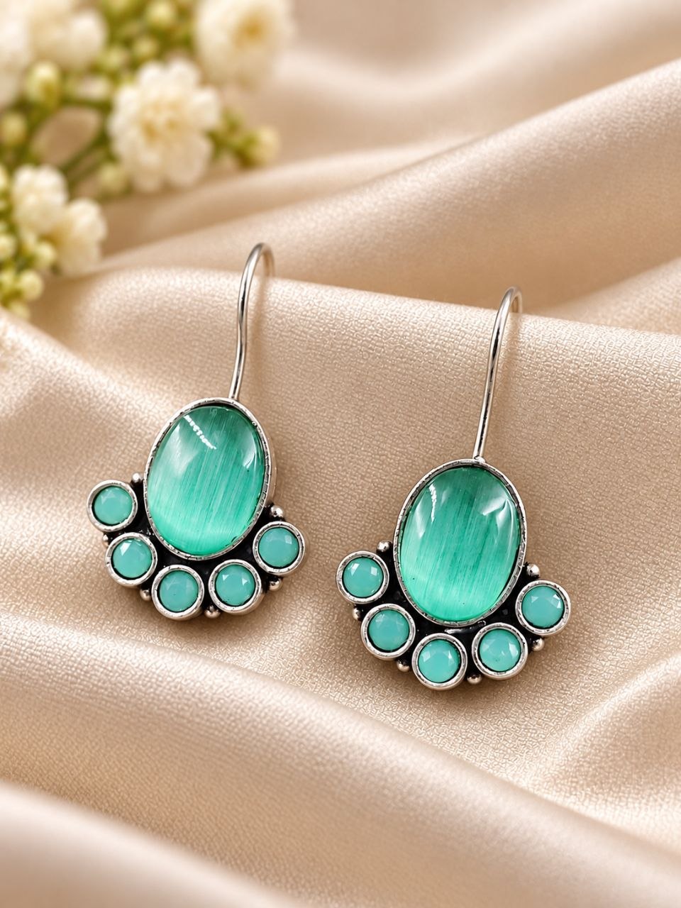 Flower Art Hook Earring – Ethnic Design for Traditional Look 2 Flower Art Hook Earring elegant floral design traditional fashion jewelry for women