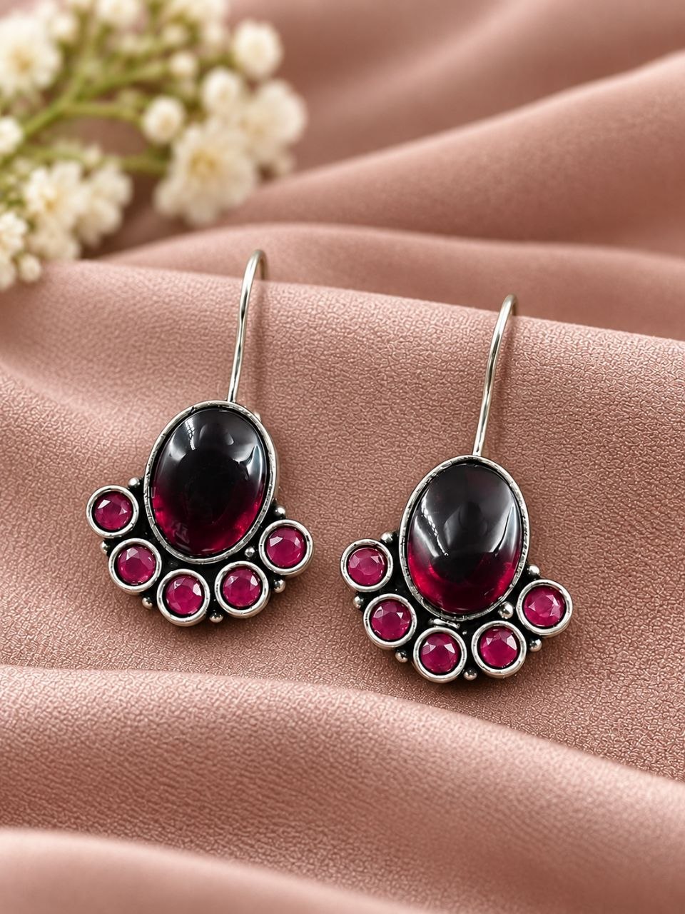 Flower Art Hook Earring – Ethnic Design for Traditional Look 3 Flower Art Hook Earring elegant floral design traditional fashion jewelry for women