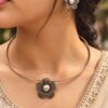 Flower Hasli Necklace: Traditional Jewelry for Elegant Ethnic Looks 7 Flower Hasli Necklace floral traditional brass ethnic jewelry