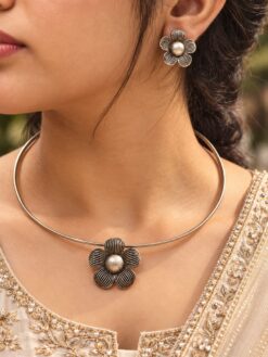 Flower Hasli Necklace floral traditional brass ethnic jewelry