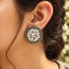 Round Floral Stud Earring elegant floral stud jewelry design